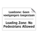 Laadzone: Geen voetgangers toegestaan/.../ - Loading Zone: No Pedestrians Allowed/.../