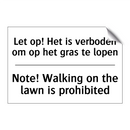 Let op! Het is verboden om op /.../ - Note! Walking on the lawn is prohibited/.../