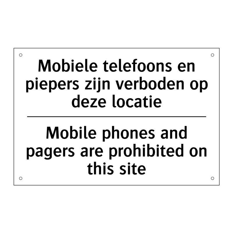 Mobiele telefoons en piepers zijn /.../ - Mobile phones and pagers are prohibited /.../