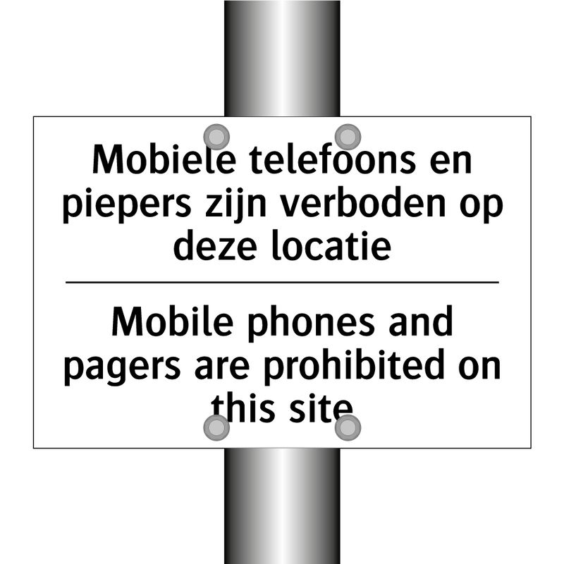 Mobiele telefoons en piepers zijn /.../ - Mobile phones and pagers are prohibited /.../