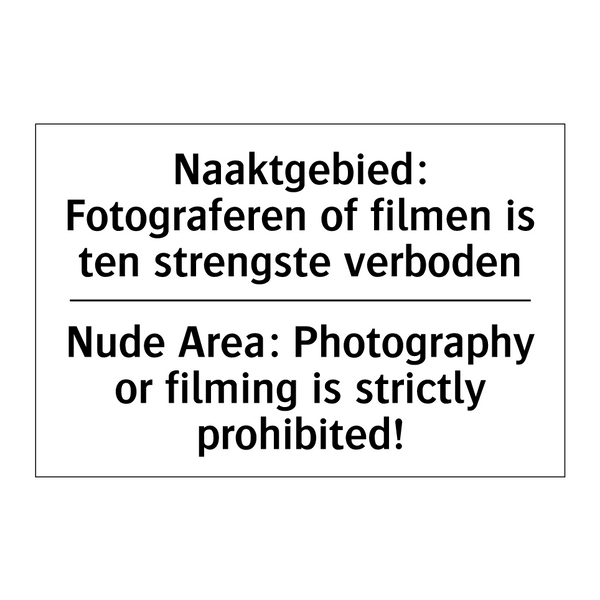 Naaktgebied: Fotograferen of filmen /.../ - Nude Area: Photography or filming /.../