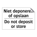 Niet deponeren of opslaan - Do not deposit or store