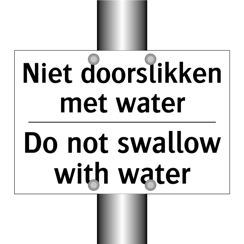 Niet doorslikken met water - Do not swallow with water