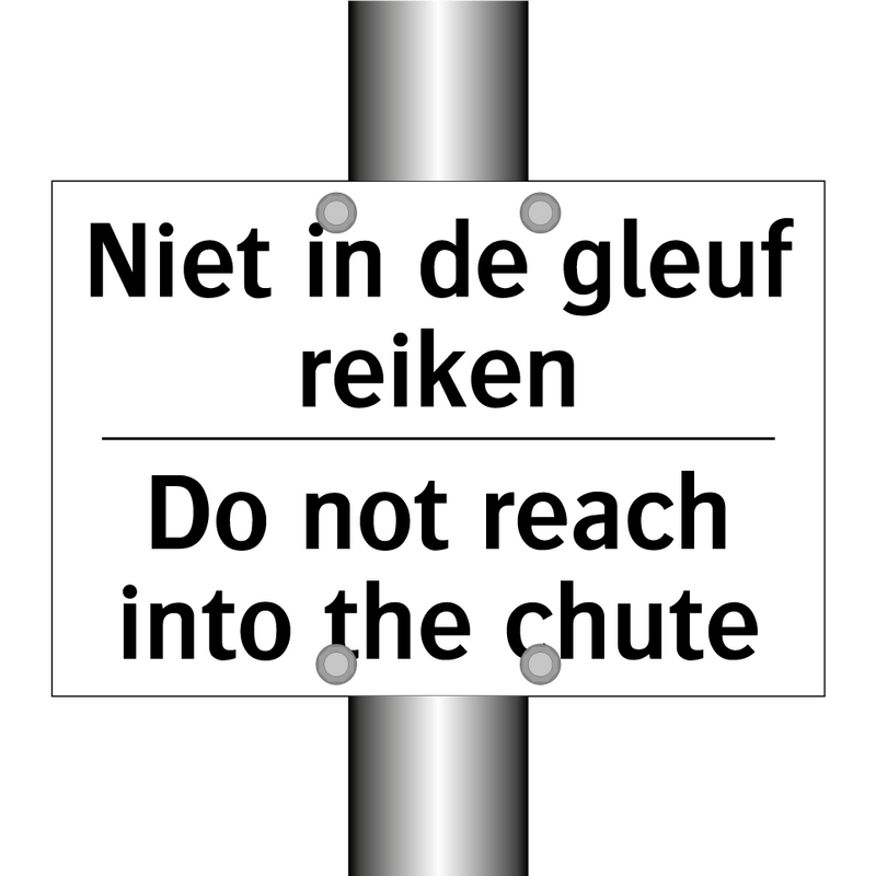 Niet in de gleuf reiken - Do not reach into the chute