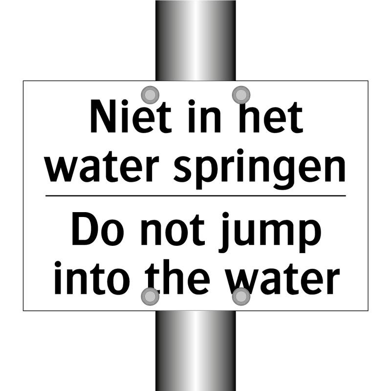 Niet in het water springen - Do not jump into the water