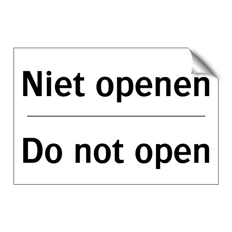 Niet openen - Do not open