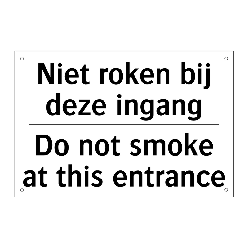 Niet roken bij deze ingang - Do not smoke at this entrance