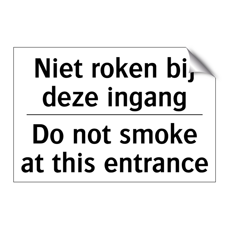 Niet roken bij deze ingang - Do not smoke at this entrance