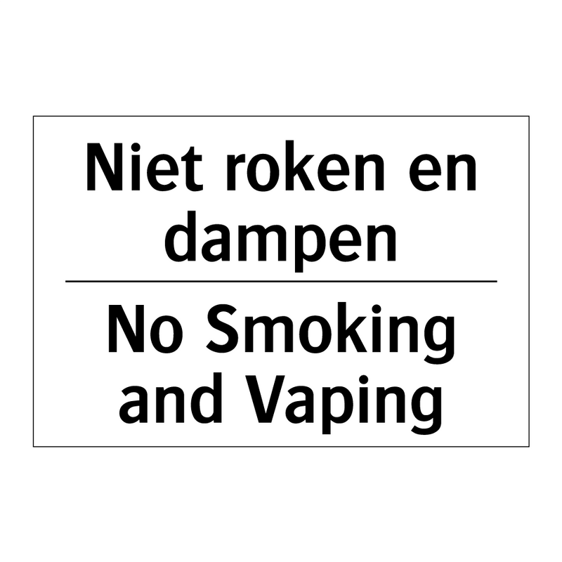 Niet roken en dampen - No Smoking and Vaping