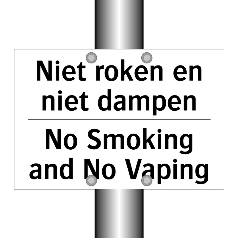 Niet roken en niet dampen - No Smoking and No Vaping