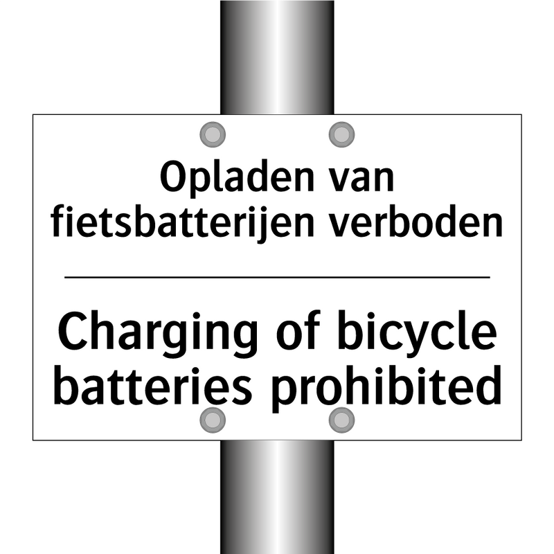 Opladen van fietsbatterijen verboden/.../ - Charging of bicycle batteries /.../