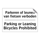 Parkeren of leunen van fietsen /.../ - Parking or Leaning Bicycles Prohibited/.../