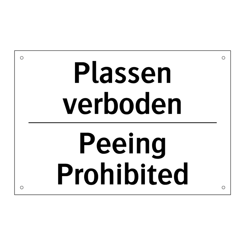 Plassen verboden - Peeing Prohibited