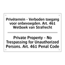 Privéterrein - Verboden toegang /.../ - Private Property - No Trespassing /.../