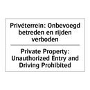 Privéterrein: Onbevoegd betreden /.../ - Private Property: Unauthorized /.../
