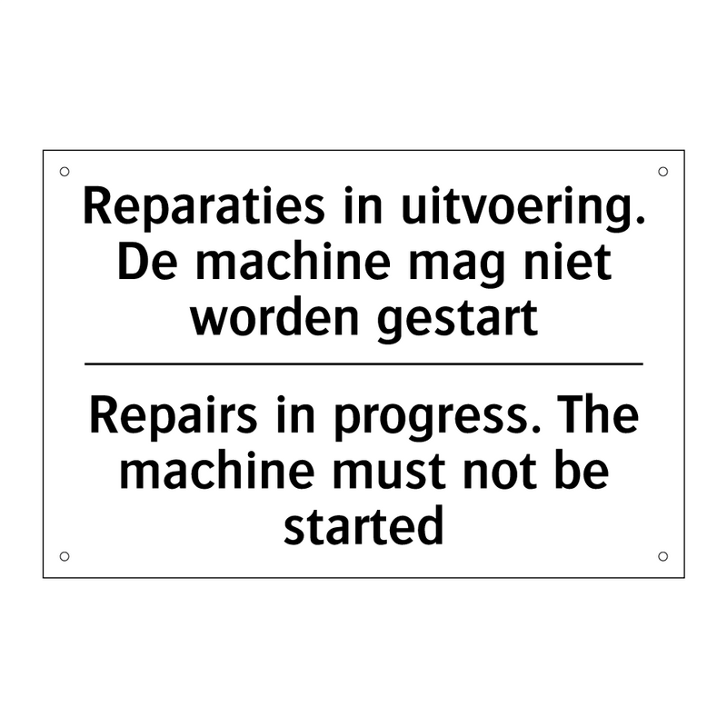 Reparaties in uitvoering. De machine /.../ - Repairs in progress. The machine /.../