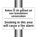 Roken in dit gebied zal een brandalarm /.../ - Smoking in this area will cause /.../
