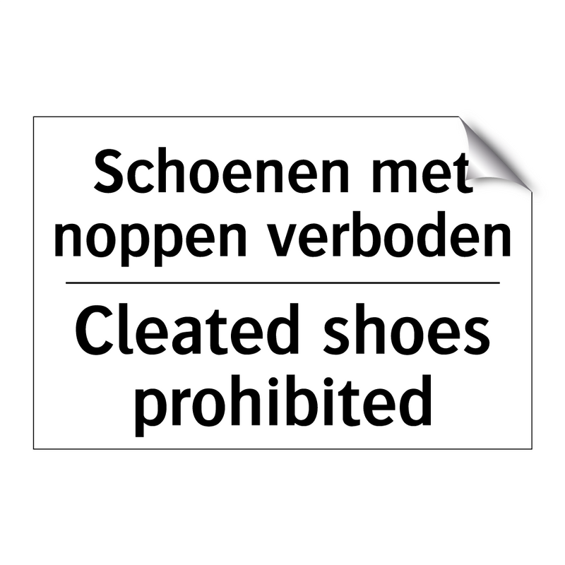 Schoenen met noppen verboden - Cleated shoes prohibited