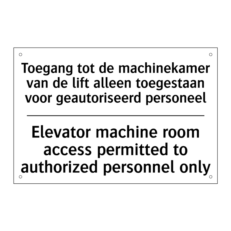 Toegang tot de machinekamer van /.../ - Elevator machine room access permitted /.../