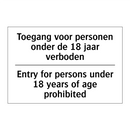 Toegang voor personen onder de /.../ - Entry for persons under 18 years /.../