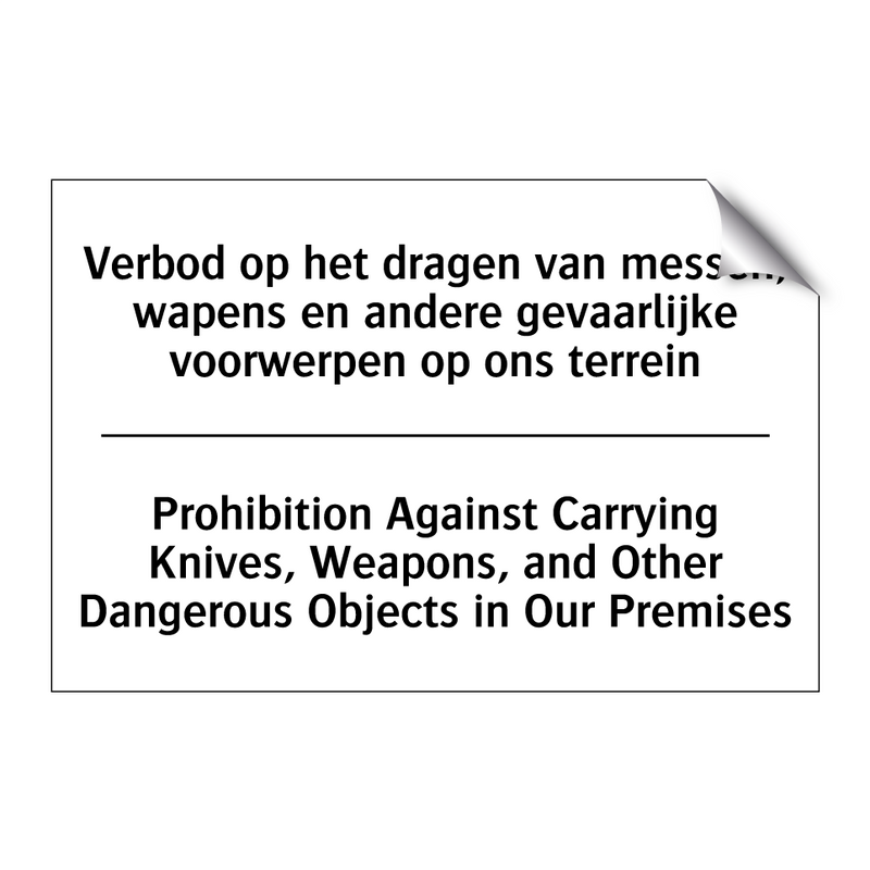 Verbod op het dragen van messen, /.../ - Prohibition Against Carrying Knives, /.../