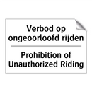 Verbod op ongeoorloofd rijden - Prohibition of Unauthorized Riding/.../