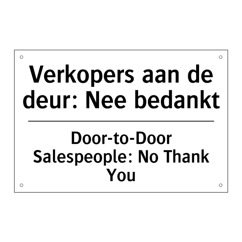 Verkopers aan de deur: Nee bedankt/.../ - Door-to-Door Salespeople: No Thank /.../