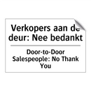 Verkopers aan de deur: Nee bedankt/.../ - Door-to-Door Salespeople: No Thank /.../