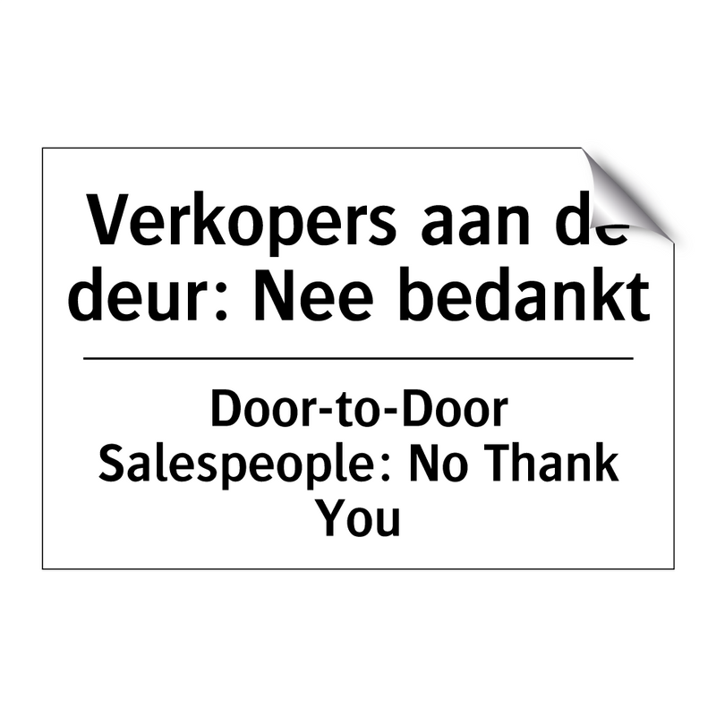 Verkopers aan de deur: Nee bedankt/.../ - Door-to-Door Salespeople: No Thank /.../