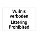 Vuilnis verboden - Littering Prohibited