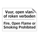 Vuur, open vlam of roken verboden/.../ - Fire, Open Flame or Smoking Prohibited/.../