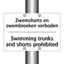 Zwemshorts en zwembroeken verboden/.../ - Swimming trunks and shorts prohibited/.../