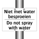 Niet met water besproeien - Do not spray with water