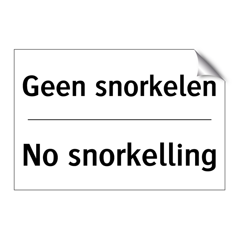 Geen snorkelen - No snorkelling