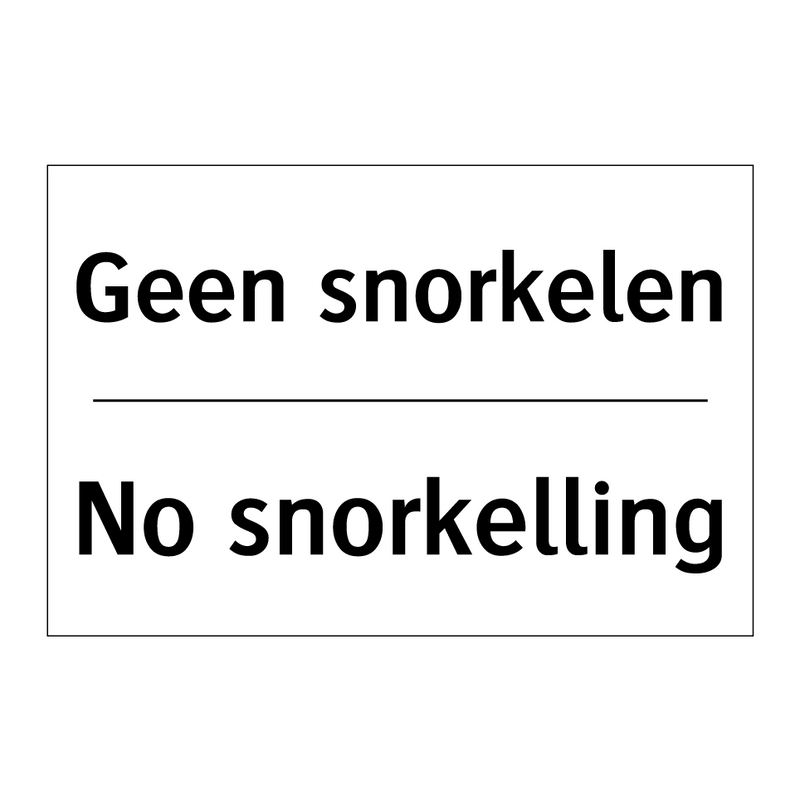 Geen snorkelen - No snorkelling