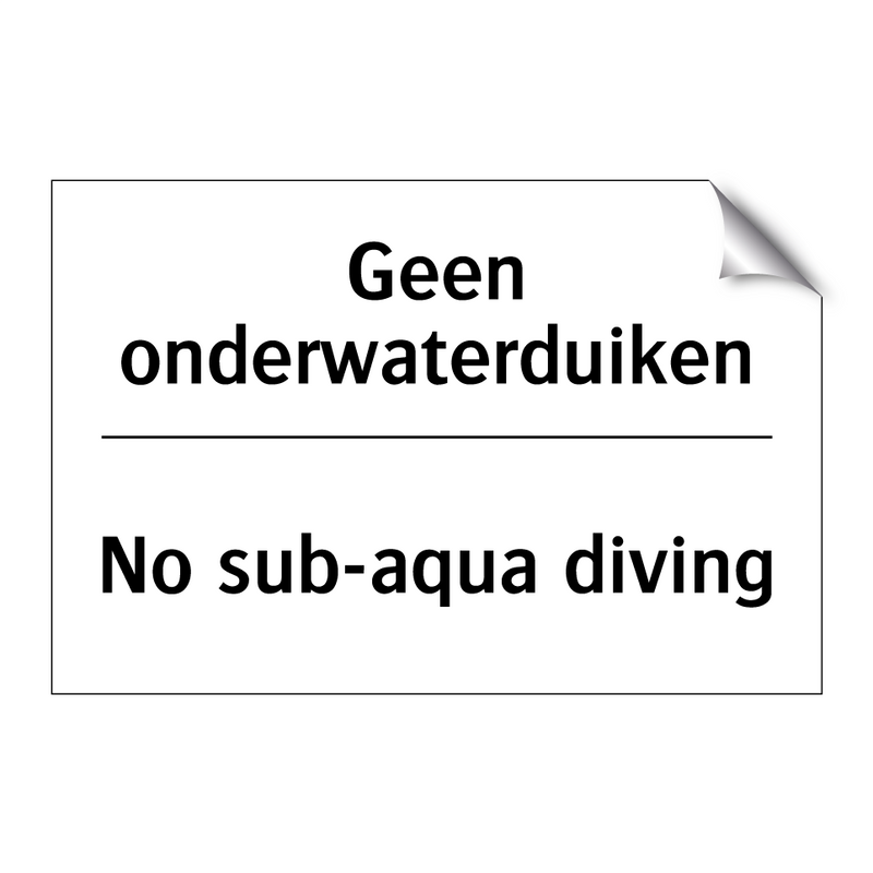 Geen onderwaterduiken - No sub-aqua diving