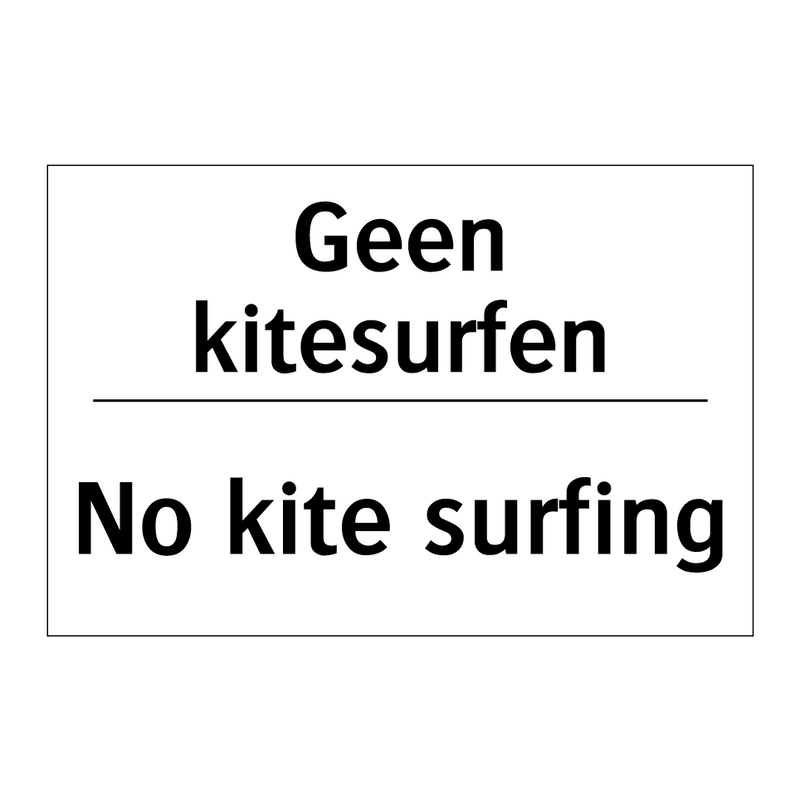 Geen kitesurfen - No kite surfing