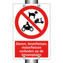 Dieren, bromfietsen, motorfietsen verboden op de binnenplaats