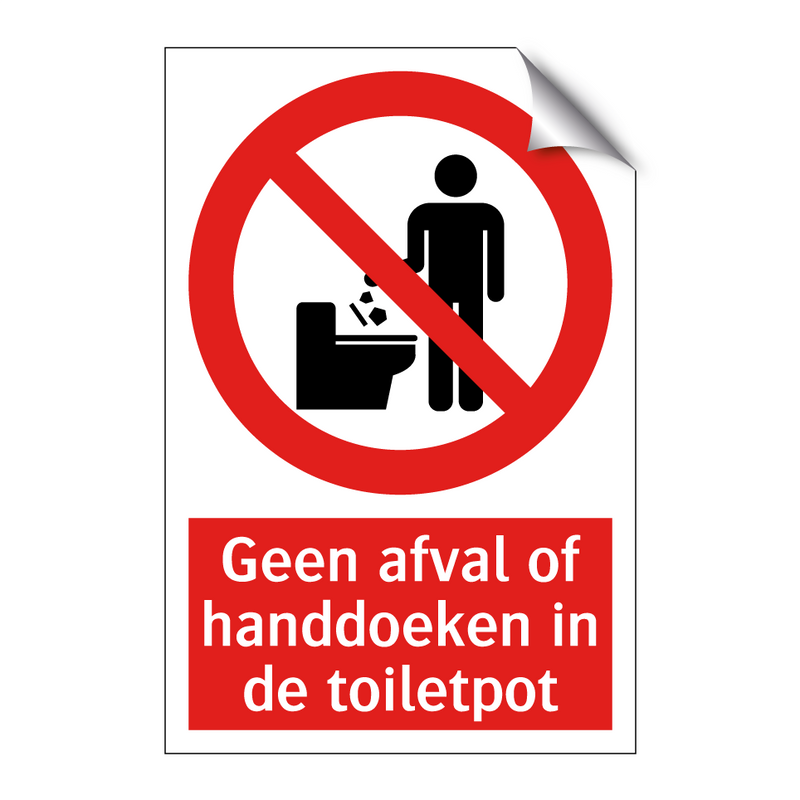 Geen afval of handdoeken in de toiletpot