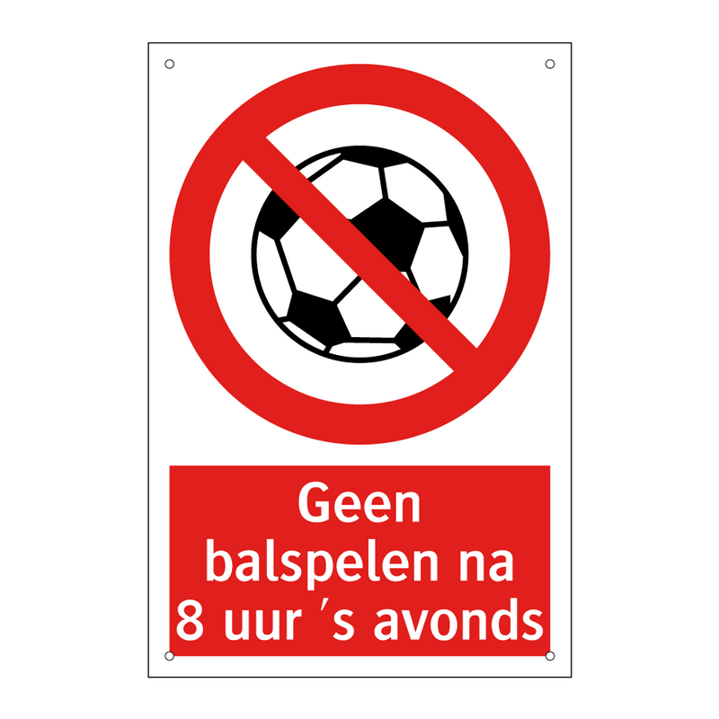 Geen balspelen na 8 uur 's avonds