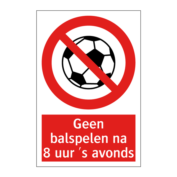 Geen balspelen na 8 uur 's avonds