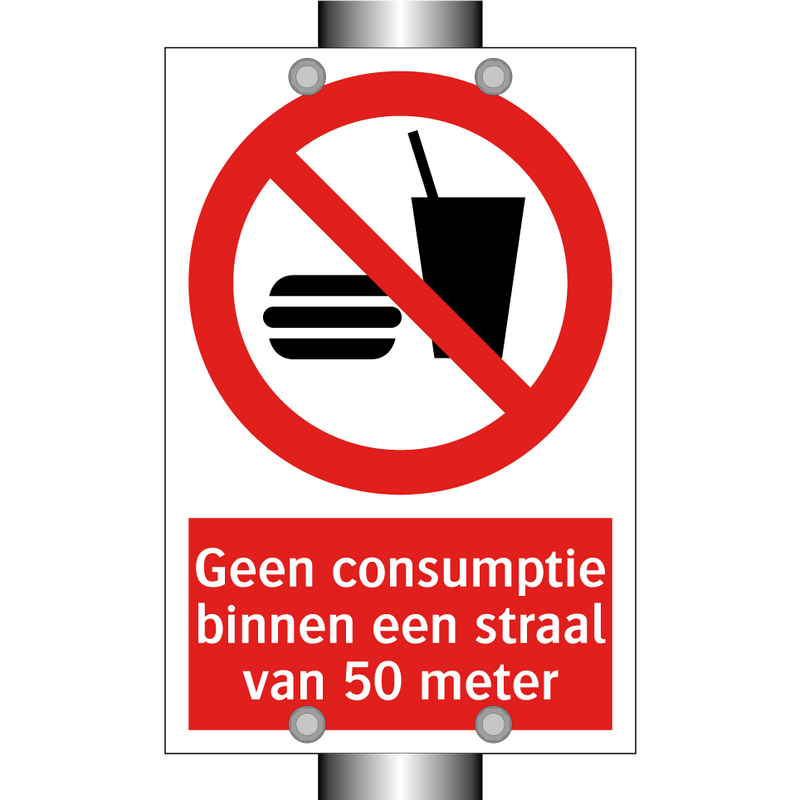 Geen consumptie binnen een straal van 50 meter