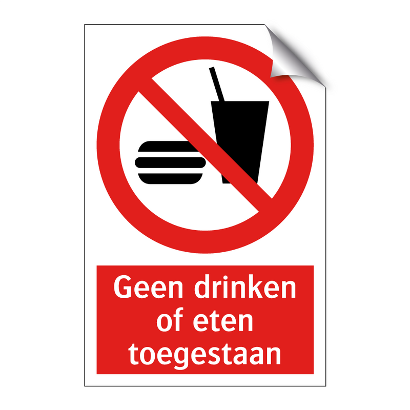 Geen drinken of eten toegestaan
