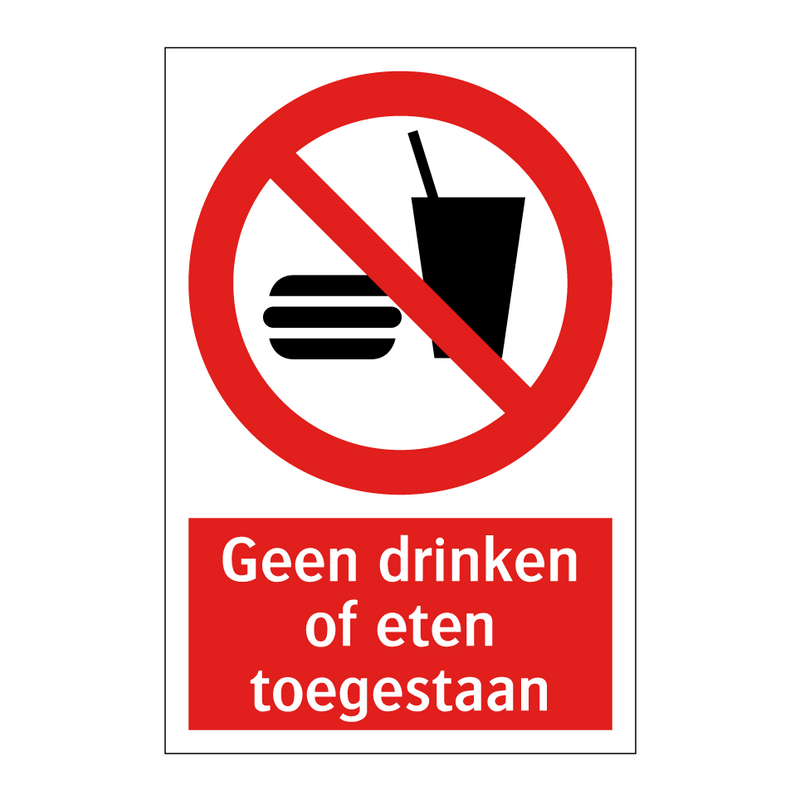 Geen drinken of eten toegestaan