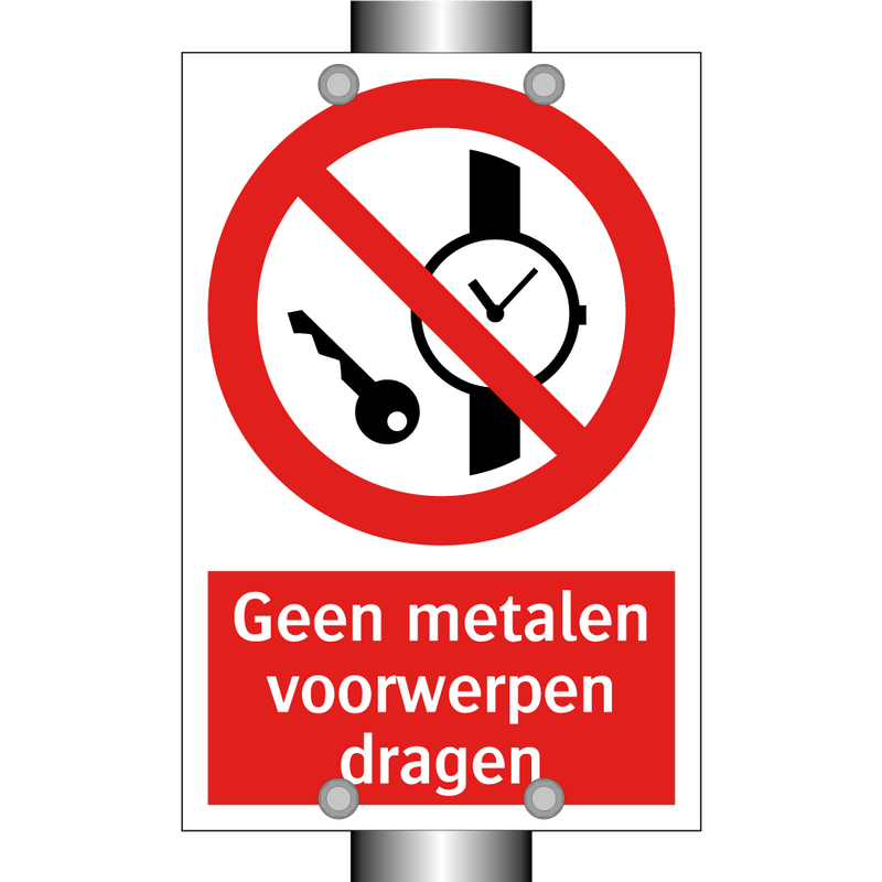 Geen metalen voorwerpen dragen