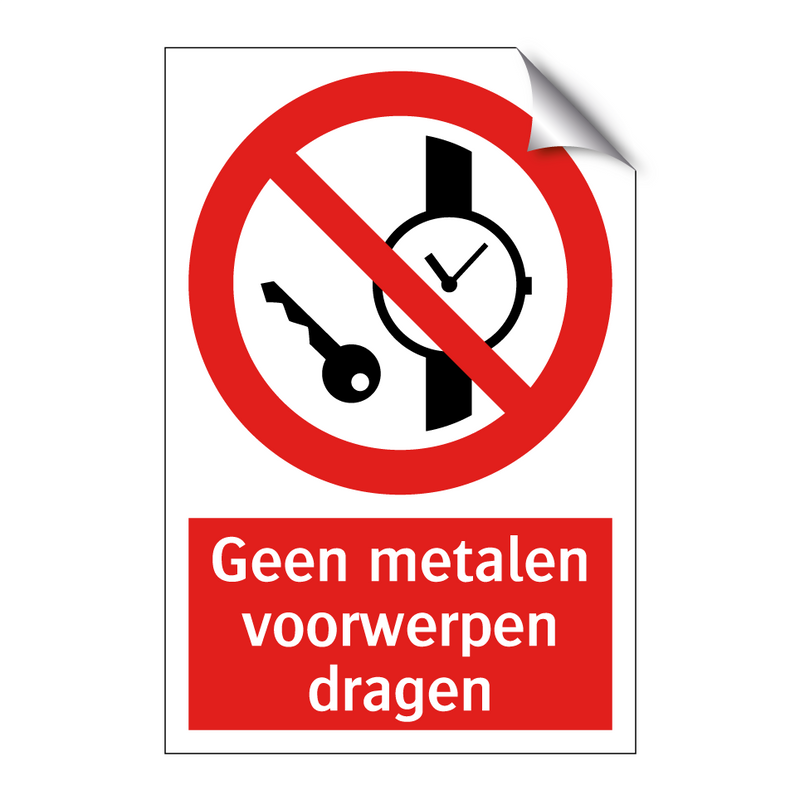 Geen metalen voorwerpen dragen