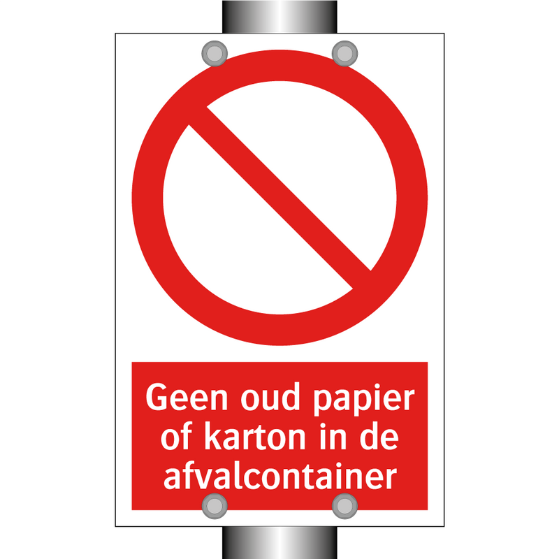 Geen oud papier of karton in de afvalcontainer