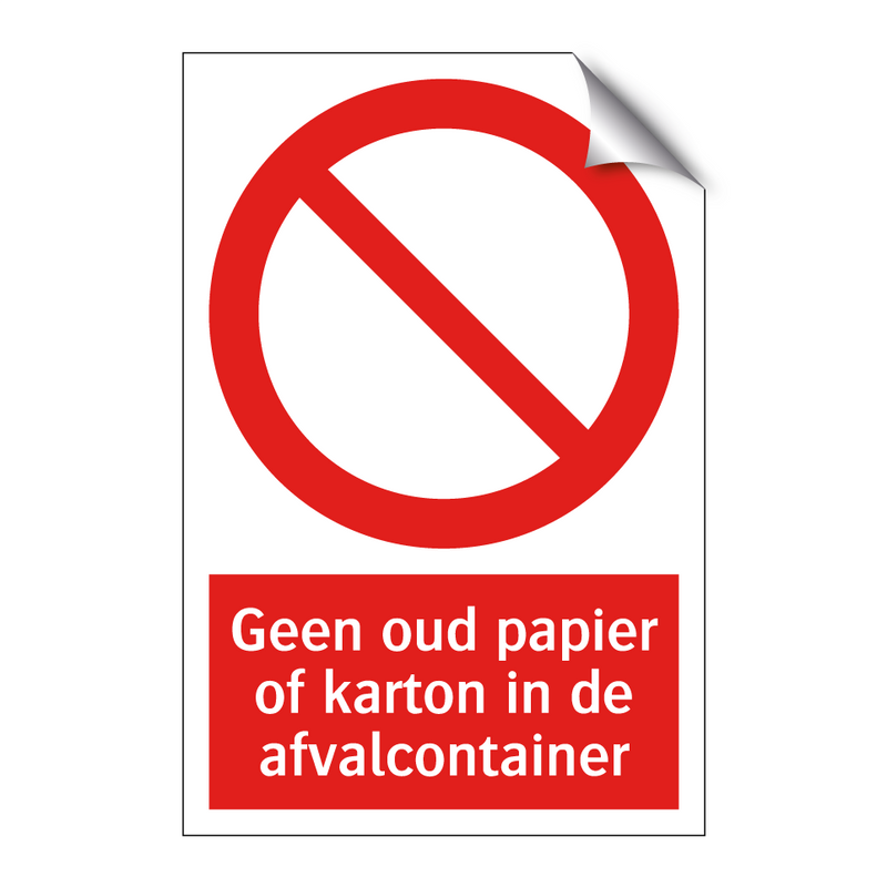 Geen oud papier of karton in de afvalcontainer