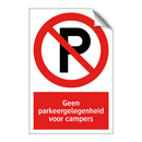 Geen parkeergelegenheid voor campers
