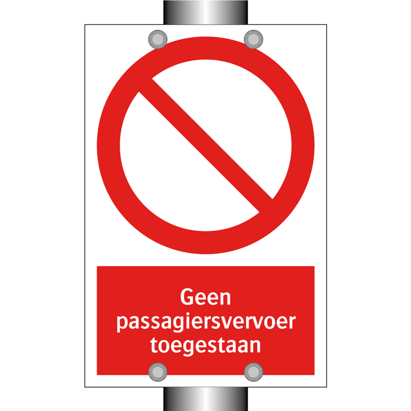 Geen passagiersvervoer toegestaan